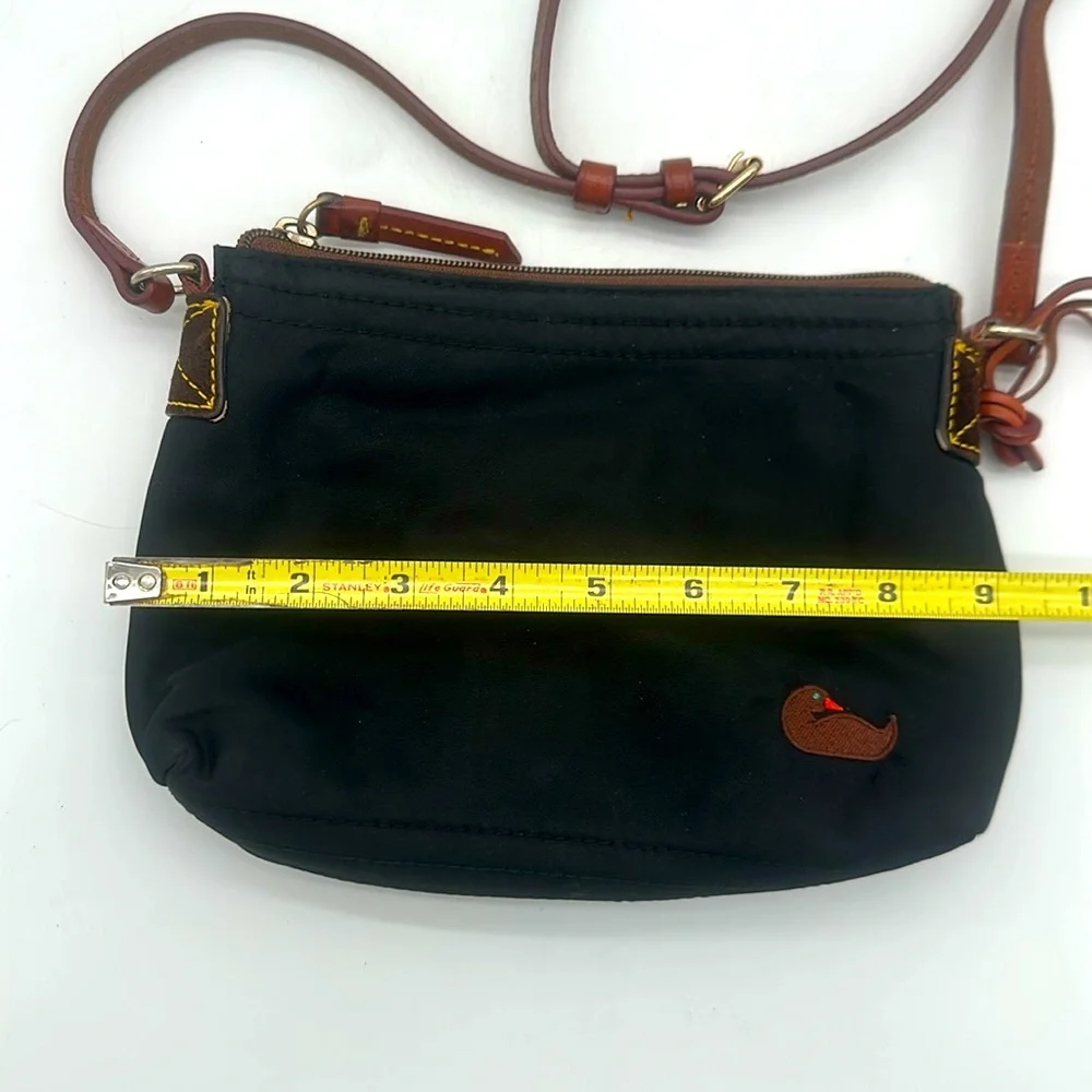 Dooney & Bourke Blue Nylon Crossbody Pouchette. Leather Strap & DB Tag